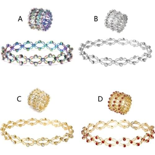 2 In 1 Magic Retractable Ring Bracelet Creative Stretchable Twist Folding Ring Crystal Telescopic Rings Bracelet Jewelry