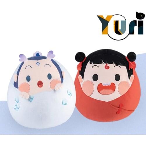 Yuri Cartoon NE ZHA Nezha Aobing Ao Bing Plush Doll 35CM Cushion Stuffed Toys Pillow Soft Cosplay Cute Hot Xmas Child Gift C