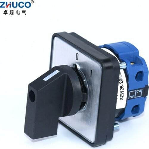 ZHUCO SZW26/LW26-20 0-1 Panel 20A 660V 1 Pole 4 Terminals Selector Rotary Cam Changeover Switch 64X64 48X48 mm Panel mount