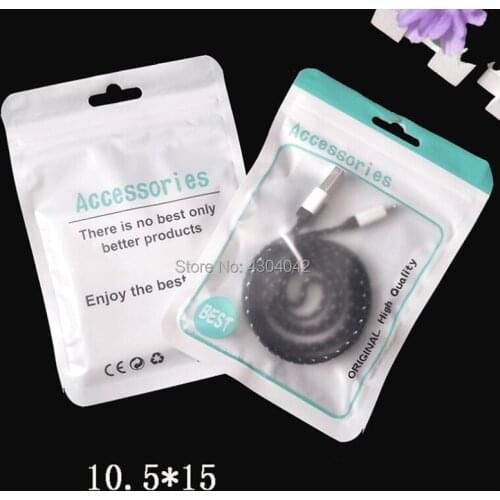 10.5*15cm colorful zipper Retail Packaging bag for iphone X 8 7 6s for Android iphone USB 3.0 Type-C data cable charger adapter