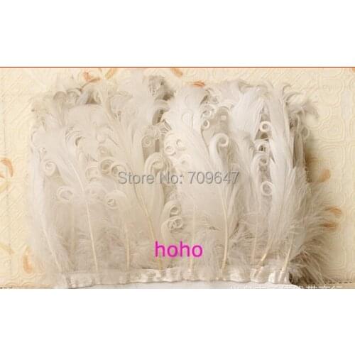 10 yards/lot!10-18cm white colour curly goose feather trimming,curly goose feather fringe for DIY Skirt Dress