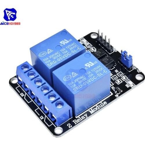 2 CH DC 5V Relay Module with Optocoupler Low Level Trigger for Arduino UNO R3 MEGA 2560 1280 DSP ARM PIC AVR STM32 Raspberry Pi