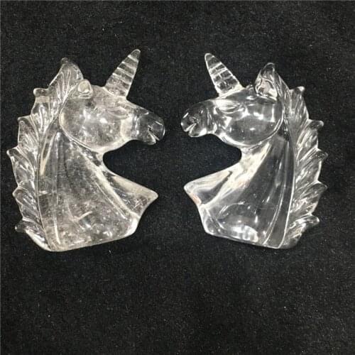 2pcs beautiful natural clear quartz hand carved Unicorn figurine healing crystals as gift for home decoration wholesale