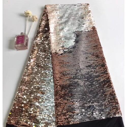 2020 Brown Color African Lace Fabric For Wedding Dress High Quality French Lace Fabric With Sequins Nigerian Lace Fabric RF27421