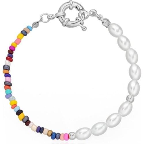 2021 New Fashion Charm Lovely Bracelet Fashion DIY Colorful Beaded Bracelet Faux Pearl Bracelet For Girl