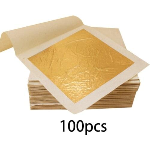 24K Gold Leaf Edible Gold Foil for Cake Decoration 100pcs 9.33x9.33cm Gilding Craft Paper Pure Gold Leaf Sheets