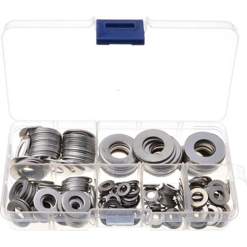 270Pcs Stainless Steel Sealing Solid Gasket Washer M4 M5 M6 M8 M10 M12 Gasket Metal Screw Gaskets