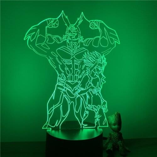 3D Lamp Night Light Anime My Hero Academia All Might Strong And Weak Touch LED Figure Colors Bedroom Decoration Nightlight Kids