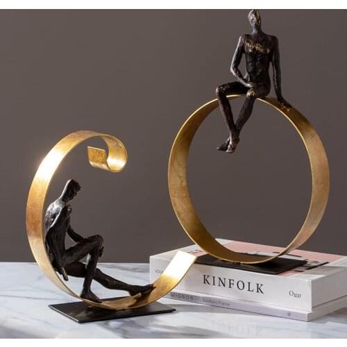 Abstract Moon God Antique Man Figure Sculpture Home Office Decoration Furnishings Birthday Gifts Study Room Bookcase Ornament