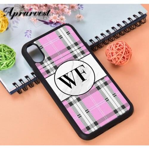 Aprarvest Custom monogram scottish pink Silicone Rubber Phone Case Cover For iPhone 5 5S SE 6 6S 7 8 PLUS X XS XR MAX 11 PRO