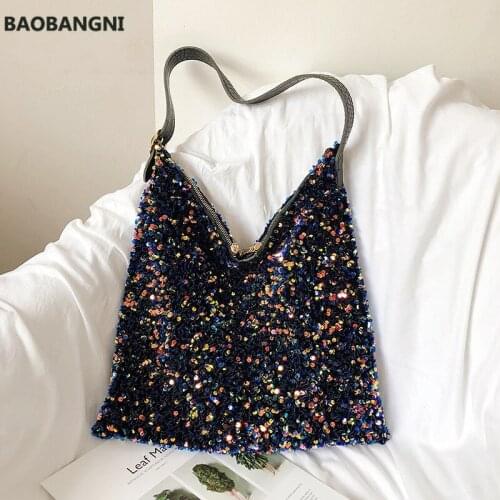 Sequins women shoulder bags designer handbags fashion shiny large capacity tote messenger bag lady big purses shopper bag