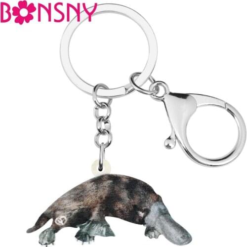 Bonsny Acrylic Duckbill Platypus Keychains Key Ring Cute Animal Key Chain Jewelry For Women Teen Girl Classic Gift Bag Charms