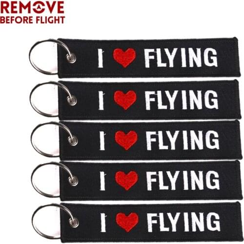 5PCS Key Chain Embroidery I LOVE FLYING Keychain Key Holder porta chaves for Aviation Pop gift Luggage Safety Tags Gift chaveiro