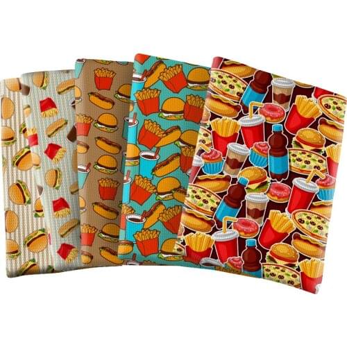 Foods Hamburger Pattern Printed Bullet Textured Liverpool Patchwork Tissue Kids home textile 50*145cm
