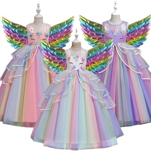 Kids Unicorn Tutu Dress For Girls Summer Autumn Sleeveless Elegant Birthday Party Cosplay Fancy Dress Christmas Santa Clothing