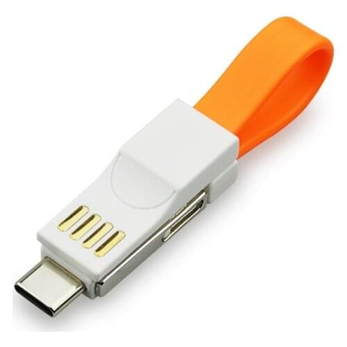 Eunaimee 5packs 3 IN 1 Short Lightning USB noodle Cable Charger Cord adapter Keychain for phone Android Type C micro usb