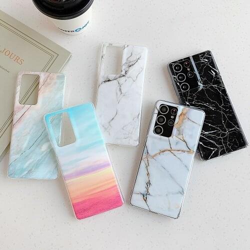 Classic Marble Phone Case For Samsung A51 A71 S21 S20 Ultra S20 FE A50 A21S A42 Note 20 Ultra Soft IMD Bumper Phone Coque Funda