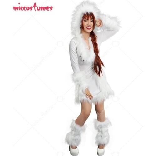 Miss Eskimo Gril Hooded Costume Dress for Halloween