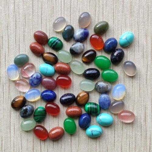 Fashion assorted natural stone Oval CAB CABOCHON 6x8mm mix beads for jewelry making wholesale 50pcs/lot free shipping