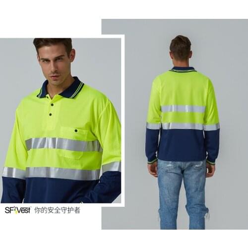Can customize logo from 5pcs; high visibility reflective safety T-shirt; reflective polo shirt; safety long sleeve shirt fv33