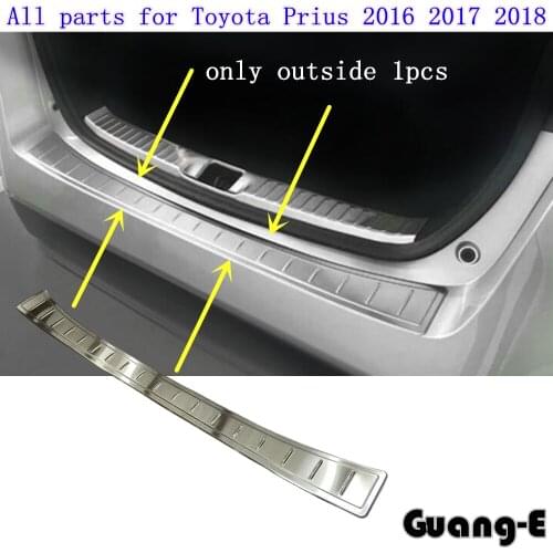 Car Body Outside Rear Bumper Trim Stainless Steel Scuff Trunk Lamp Pedal Panel Moulding Hoods For Toyota Prius 2016 2017 2018