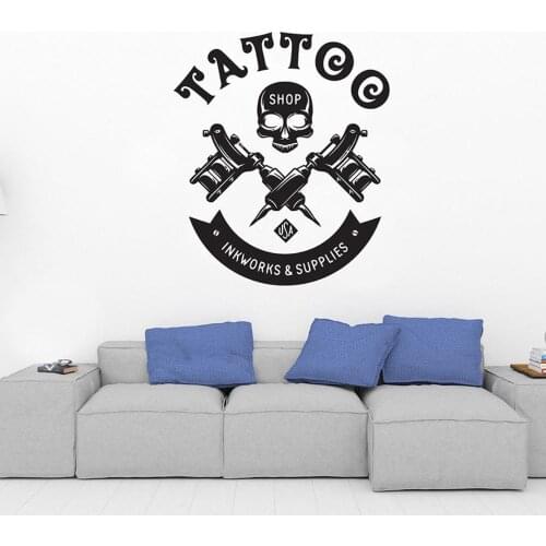 Tattoo Salon Wall Sticker Tattoo Parlor Shop Studio Tools Flower Decal Beautiful Art Salon Club Vinyl Window Sticker Decor H869