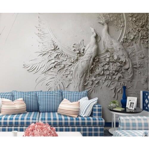 Bacal Custom wallpaper 3D three-dimensional embossed peacock TV couch background wall bedroom mural 3D wallpaper papier peint