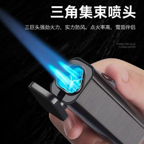 New Jet Three Nozzle 1300C Torch Lighter Turbine Flame Visible Gasoline Lighters Windproof Cigar Cigarette Camping Gadgets Gift