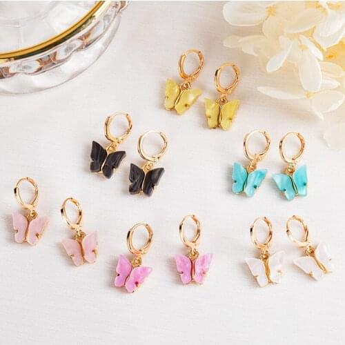BLINLA New Korean Acrylic Butterfly Drop Earrings For Women Girls Fashion Sweet Cute Party Hanging Earrings 2020 Brincos Jewelry
