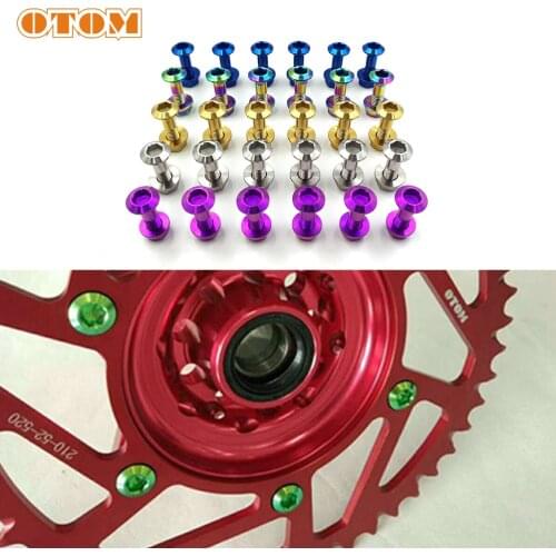OTOM 6 Pcs Titanium Alloy Bolts M8*1.5 Screws Nut For Motorcycle Disc Brake Rotors Mountain Bike Rear Chain Sprocket KTM CRF KXF
