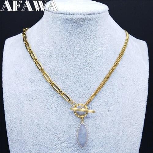 2021 Flash Stone Stainless Steel Choker Necklaces Women/Men Gold Color Necklace Chains for Jewelry collar piedras NXS02