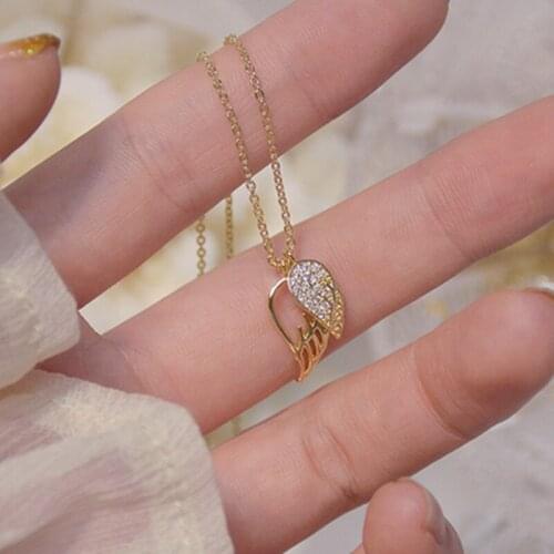 14k Gold Plated Fine Jewelry Micro-inlaid Zircon Exquisite Small Wings Simple Short Necklaces for Woman Clavicle Chain Necklace