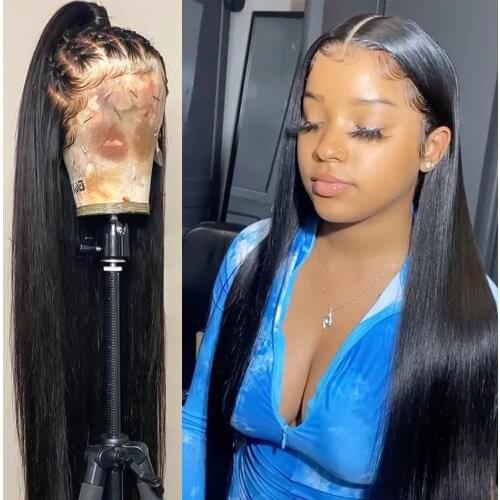 30 32 36 Inch Lace Front Human Hair Wigs Pre Plucked Brazilian Straight 360 Lace Frontal Wig For Women Perruque Cheveux Humain