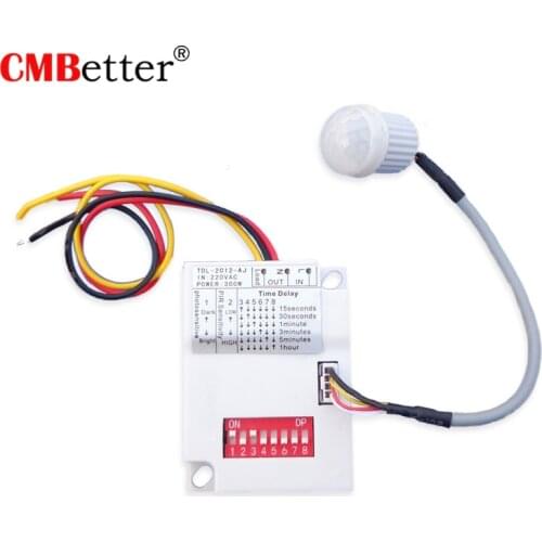 AC220V 5-10M PIR Motion Sensor Switch IR Infrared Human Body Induction Time Delay Rela Switch Corridor LED Light Timer Switch