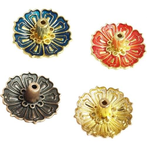 Alloy Incense Holder Lotus Mini Incense Burner Flower Shape Multipurpose Zinc Alloy Domestic Censer Incense Burners for Decor