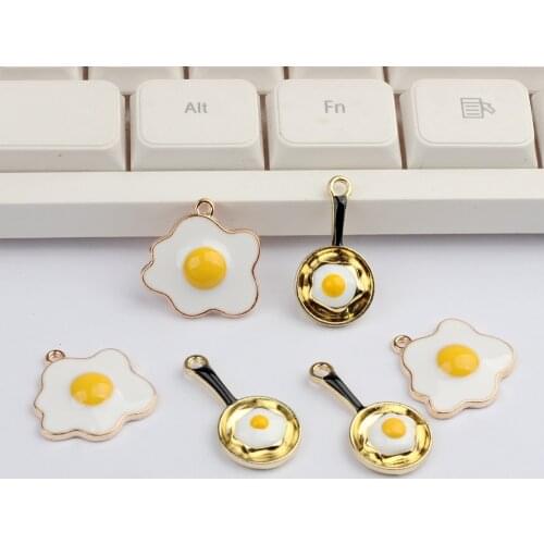 Zinc Alloy Golden Enamel Omelette Sun Egg Pan Shape Charms 10pcs/lot 14MM For DIY Fashion Jewelry Finding Making Accessories