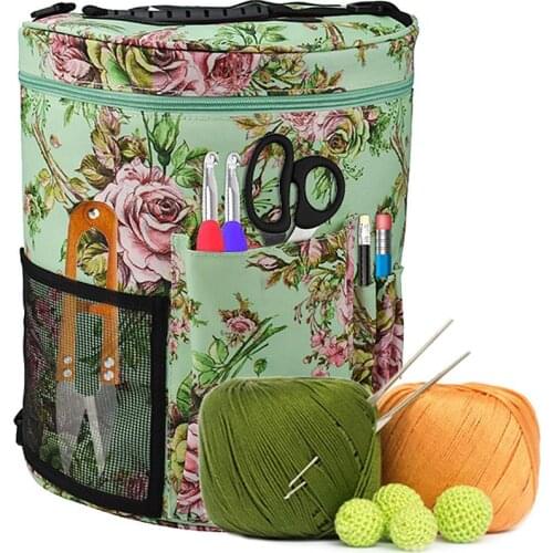 DIY Knitting Bag Portable Light Yarn Storage Bags Have Pockets for Crochet Hooks Tote Organizer