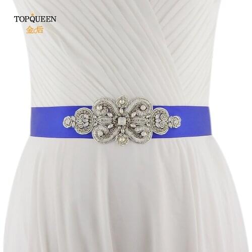 TOPQUEEN S372 Royal Medal Craft Wedding Belts Rhinestone Crystals Beaded New Bling Bridal Belt Wedding Accessories For party
