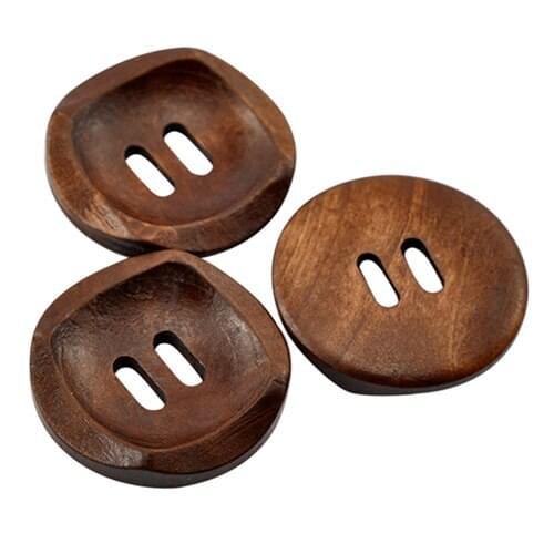 New 2016 25 Pcs Coffee Round 2 Holes Wood Sewing Buttons 30mm Craft Clothes DIY Scrapbook BIOI