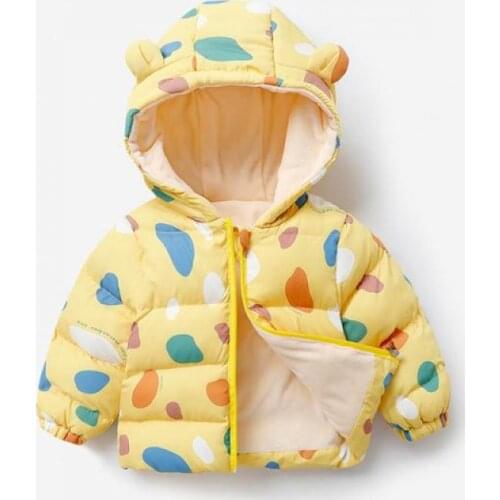 Infant Baby Boys Down Jacket Winter Hooded Coat Cartoon Warm Thick Childrens Clothing for Girls Cute Ear Cotton Padded Clothes