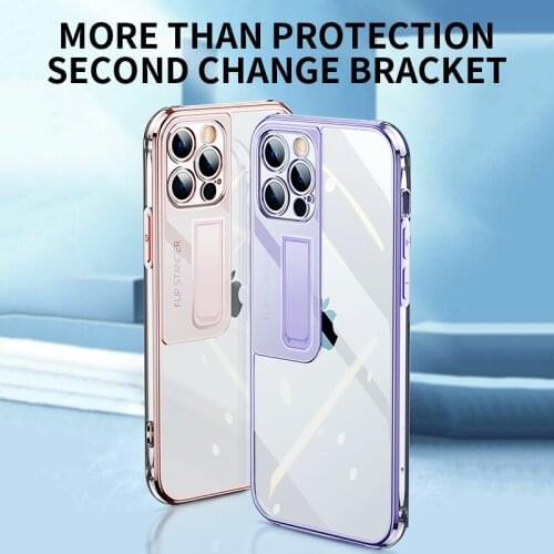 Luxury Camera Lens Protection Metal Holder Soft TPU Transparent Plating Phone Cases For iPhone 12 Pro Max Cellphone Cover Fundas