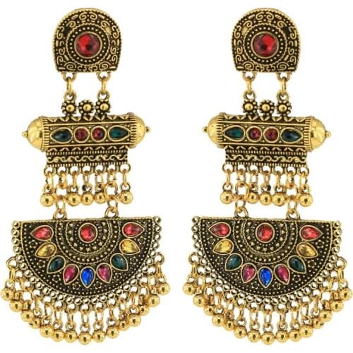 Bollywood Kundan Earrings for Women Bohemian Oxidized Indian Jewelry Indian Earrings Jhumka Gypsy Turkish Tribal Festival Gift