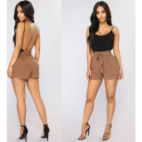 Shorts 2018 New Brand Plus Size Women Loose Hot Sashes Solid Summer Casual Shorts Ladies Short