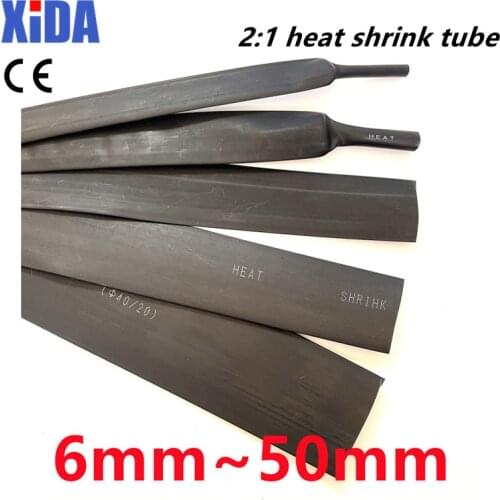 1 Meter 2:1 Black Clear 20mm 30mm 40mm Heat Shrink Tube Shrinkable Heatshrink Tubing Wire Sleeving Wrap Kits Sell DIY Connector
