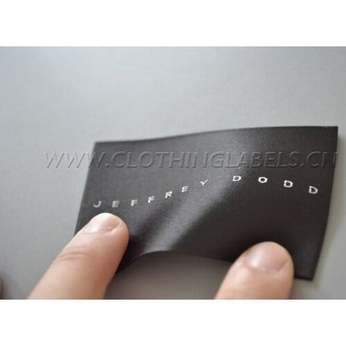 Fabric clothing label, brand label for clothes, woven name label, satin material, selvage edge. Supply iron on label for clothes