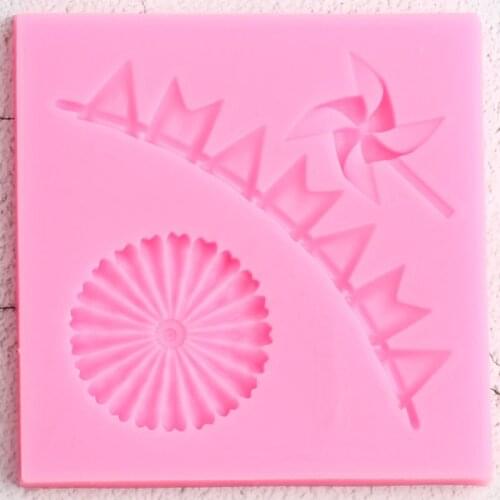 Windmill Flower Swirl Silicone Mold Wedding Cake Border Fondant Molds Cake Decorating Tools Flag Cupcake Candy Chocolate Mould