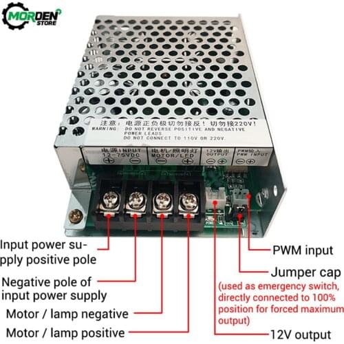 DC 12V-75V 30A High Power LED Motor Driver Module Breeding Lamp Controller Stepless Dimming Speed Regulation Power Supply