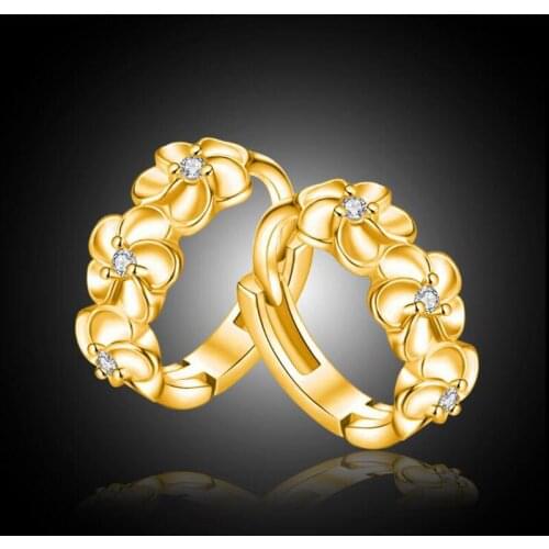 KOFSAC Fashion 925 Sterling Silver Earrings For Women Party Shiny CZ Korean Version Plum Ear Buckle Loop Earring Jewelry Gifts