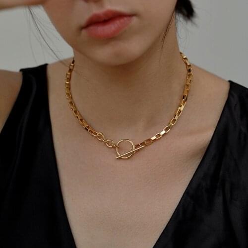 2021 Trend NEW Vintage Golden Chain Choker Necklace for Women Fashion Punk Metal Multilayer Chain Necklace Female Men Jewelry