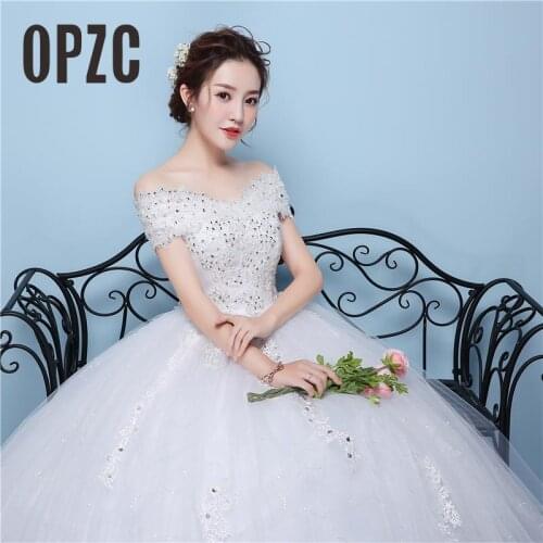 New style Luxury Sequined Appliques Boat Neck Vestido De Noiva Wedding Dresses Fashion Elegant Bride Princess for 2020 wedding